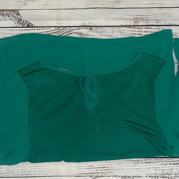 LOFT Vibrant Green Blouse with Bell Sleeves Sz. M - Picture 7 of 8